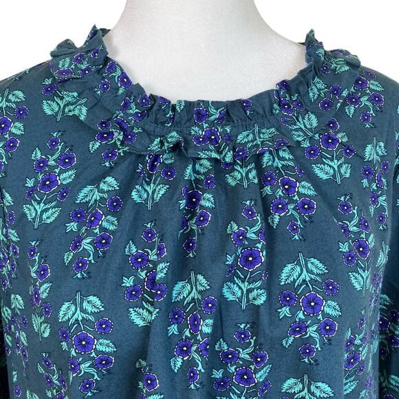 J. Crew Long-sleeve Ruffleneck Poplin Blouse Floral Print Cottagecore Modest Lg - Picture 11 of 16